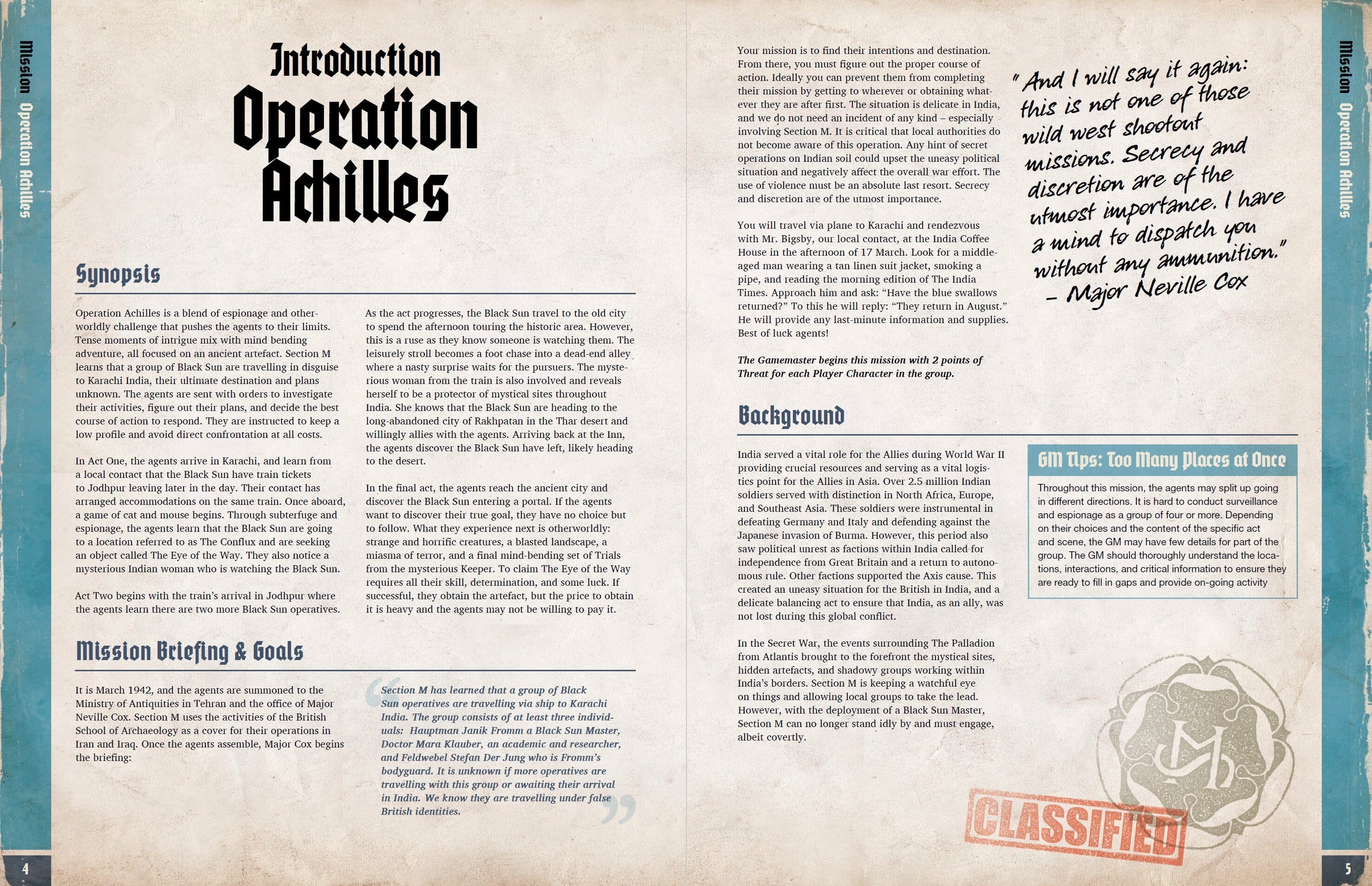 Modiphius Achtung! Cthulhu Operation Achilles avventura PDF spionaggio