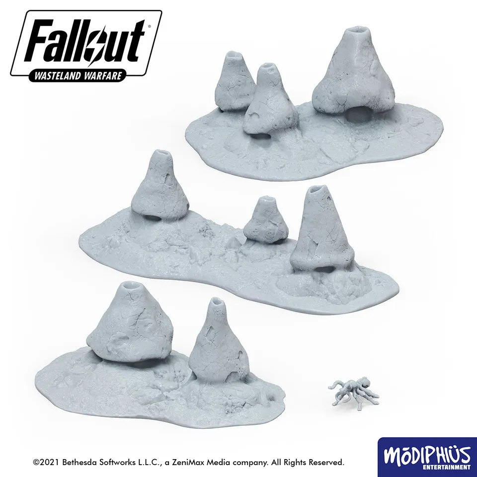 Modiphius Fallout Wasteland Warfare Ant Nests file STL stampa 3D