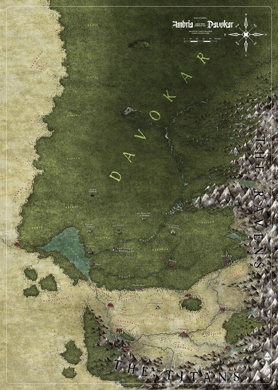 Modiphius Symbaroum Ambria Davokar mappa GdR 2 pezzi