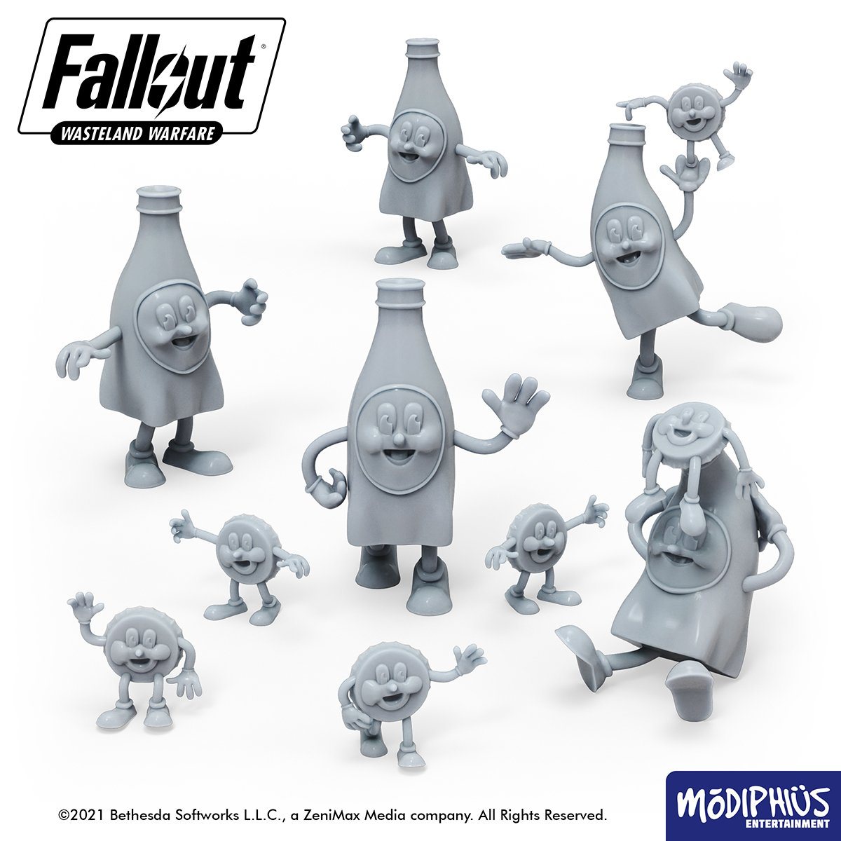 Modiphius Fallout Wasteland Warfare Bottle and Cappy file STL 9 statue