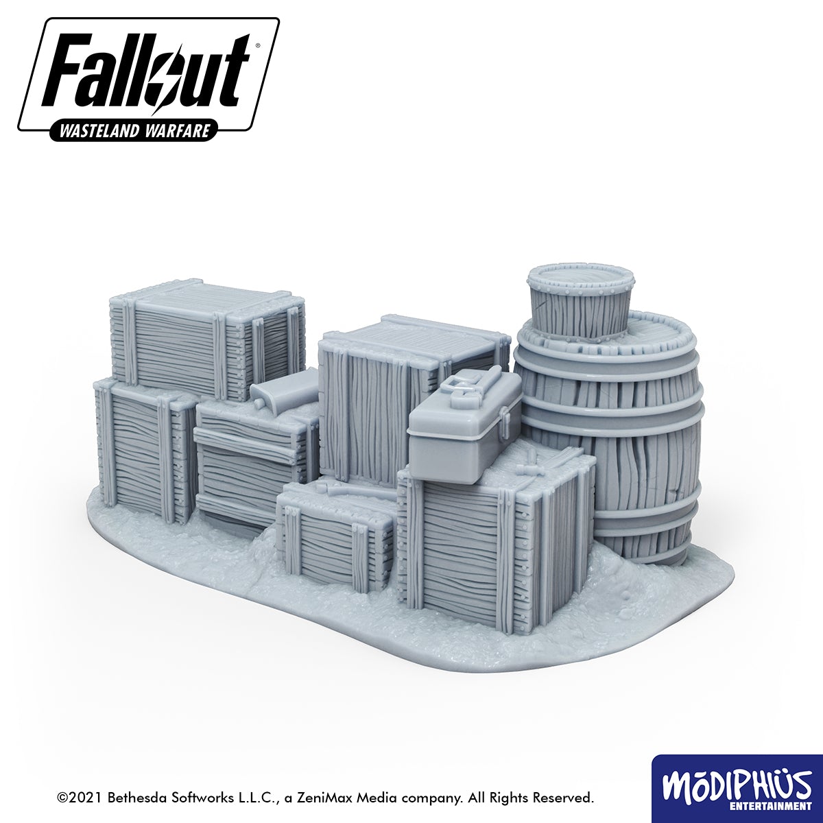 Fallout Wasteland Warfare Barrels Crates Coffins file STL stampa 3D
