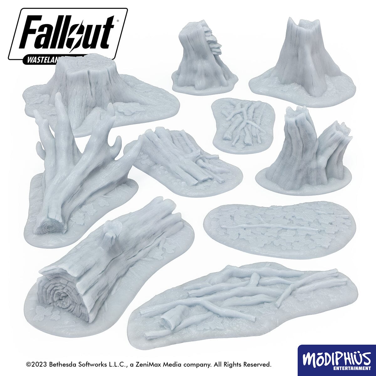 Modiphius Fallout Wasteland Warfare Basing Greebles Bundle file STL 60 pezzi