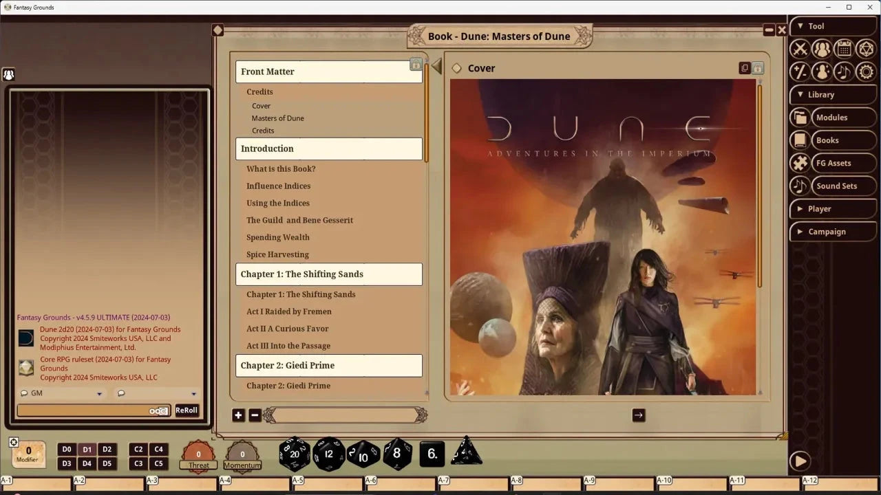 Modiphius Dune Adventures in the Imperium Masters of Dune modulo VTT