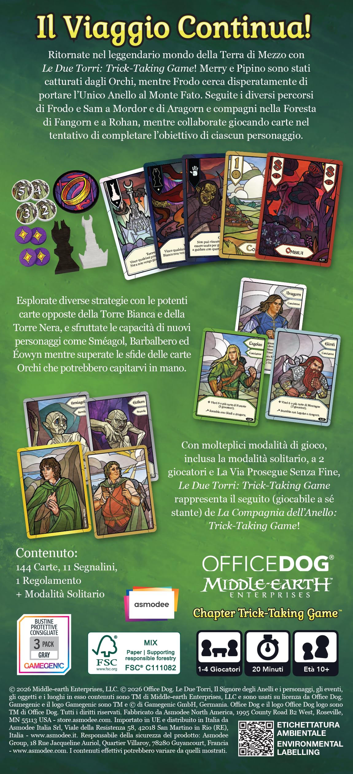 Asmodee Le Due Torri Signore Anelli gioco di carte 1-4 giocatori