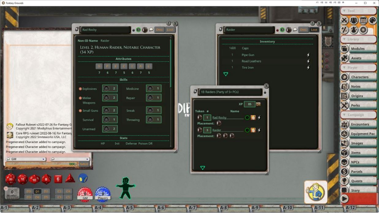 Modiphius Fallout 2d20 Once Upon a Time in the Wasteland modulo VTT