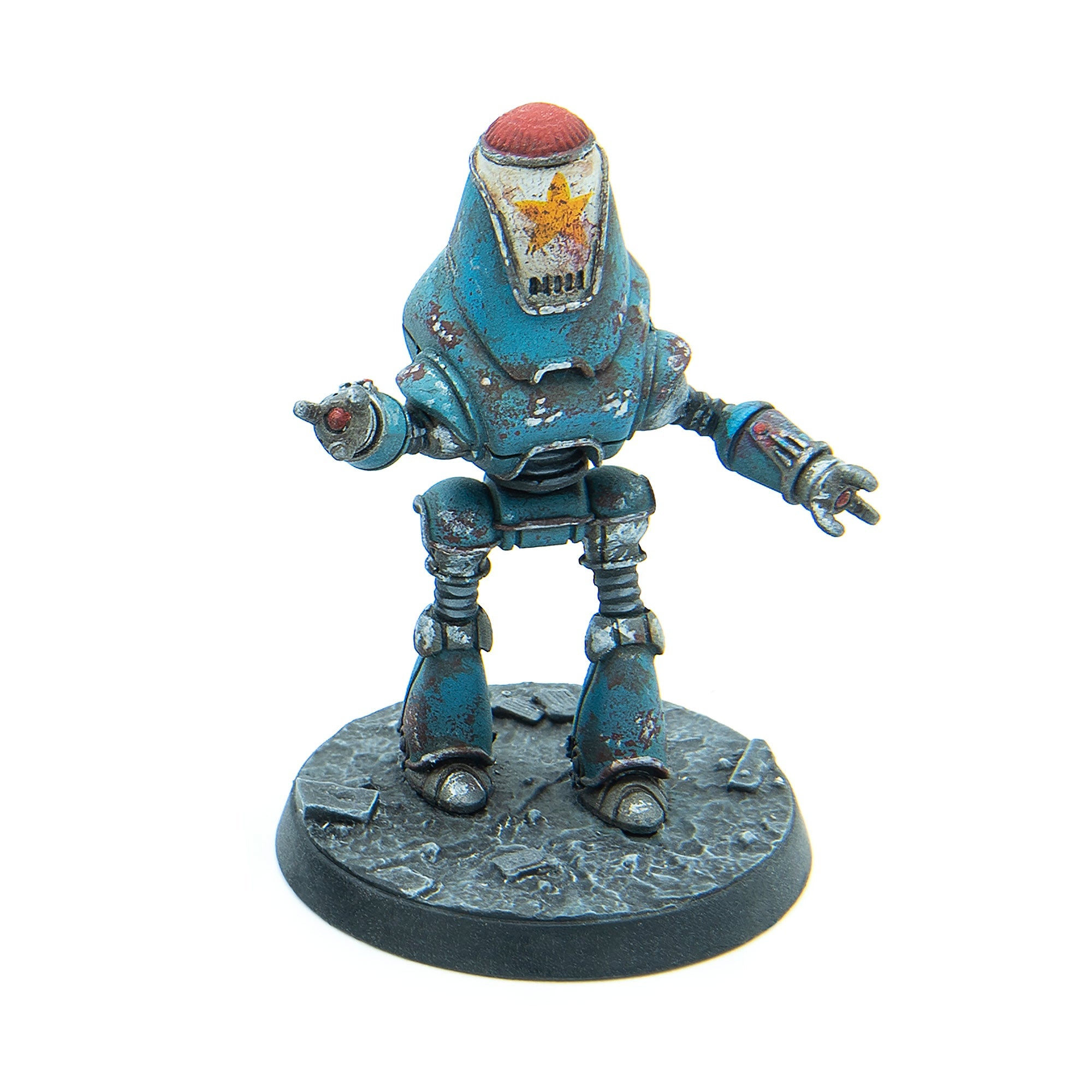 Modiphius Fallout Wasteland Warfare Protectron Workers miniature resina