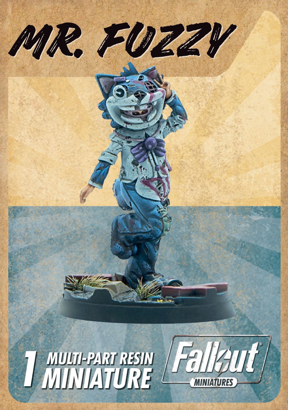 Modiphius Fallout Miniatures Mr Fuzzy miniatura promo 32mm