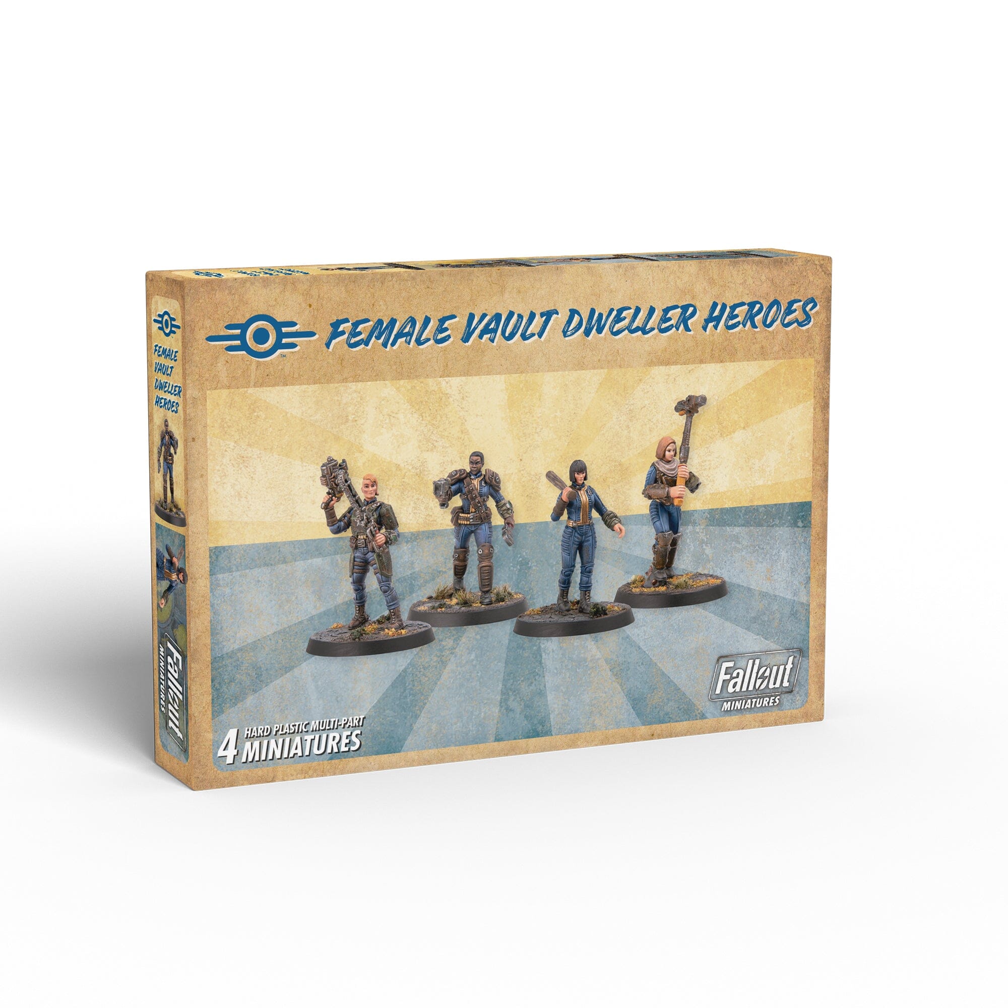 Modiphius Fallout Female Hero Vault Dwellers miniature 4 pezzi plastica