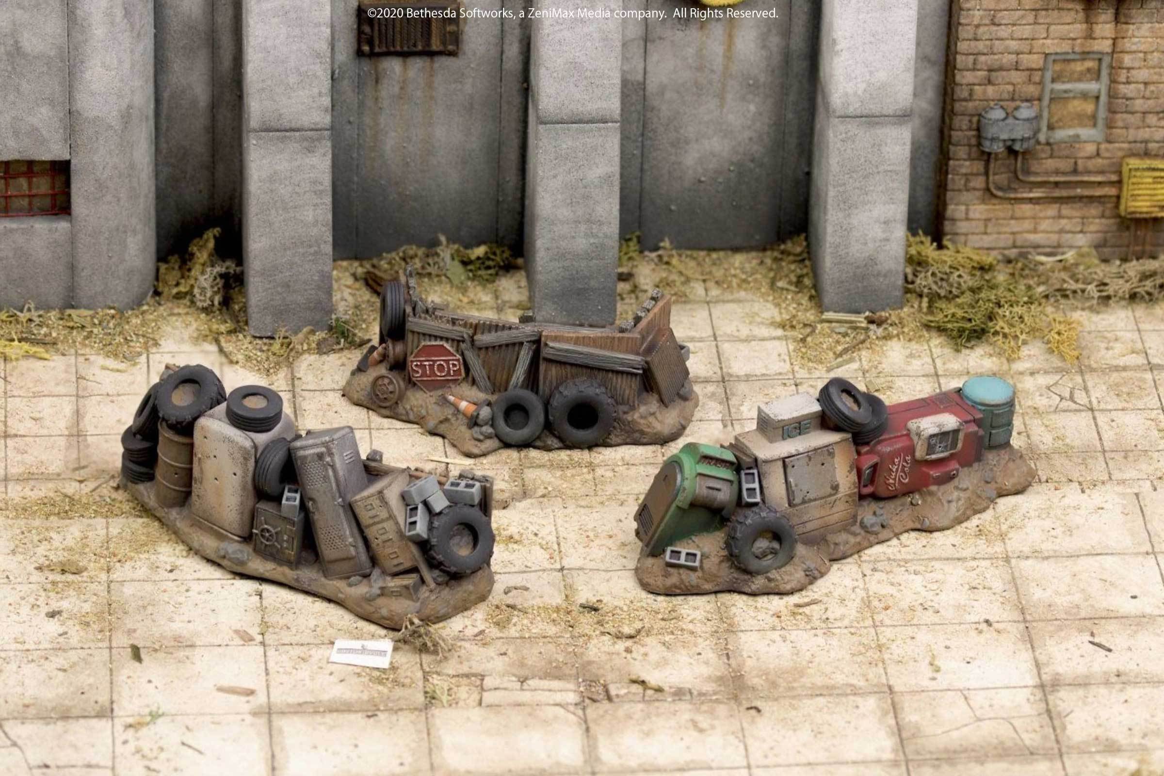 Modiphius Fallout Wasteland Warfare Junk Barricades scenici resina
