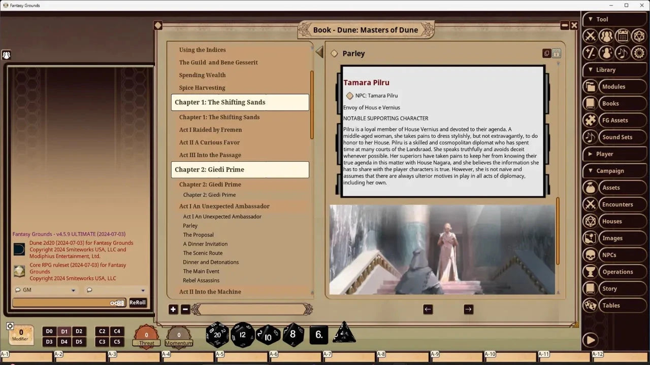 Modiphius Dune Adventures in the Imperium Masters of Dune modulo VTT
