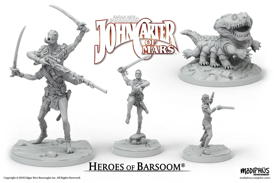 Modiphius John Carter Heroes of Barsoom miniature resina 32mm 4 pezzi