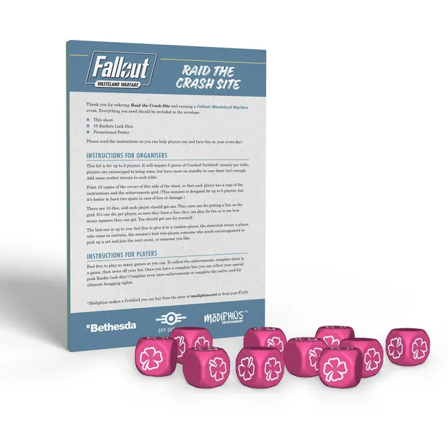 Modiphius Fallout Wasteland Warfare Raiders kit evento dadi