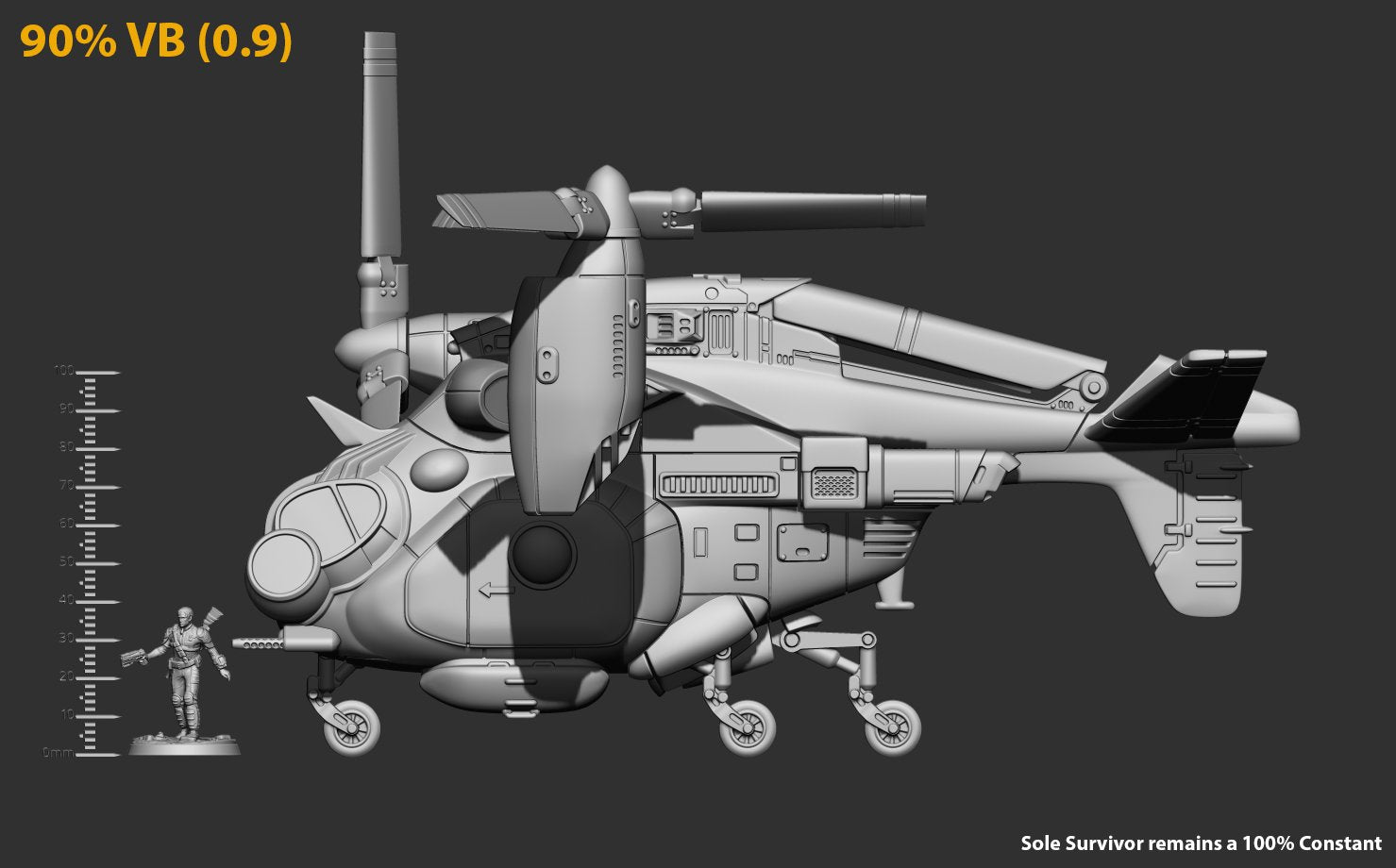 Modiphius Fallout Wasteland Warfare Parked Vertibird file STL
