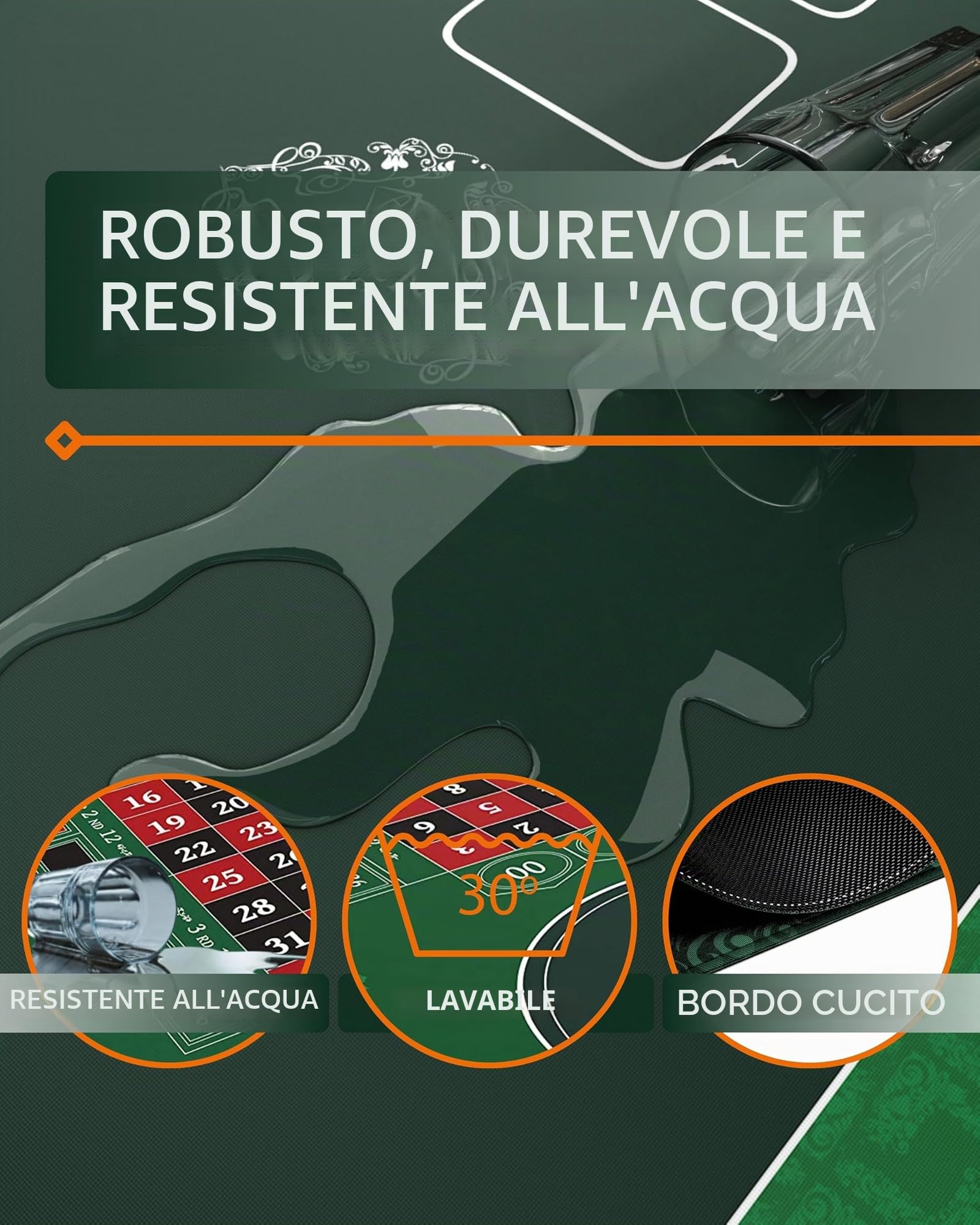 Cards Roulette Tappetino Roulette 180x90 cm con Borsa