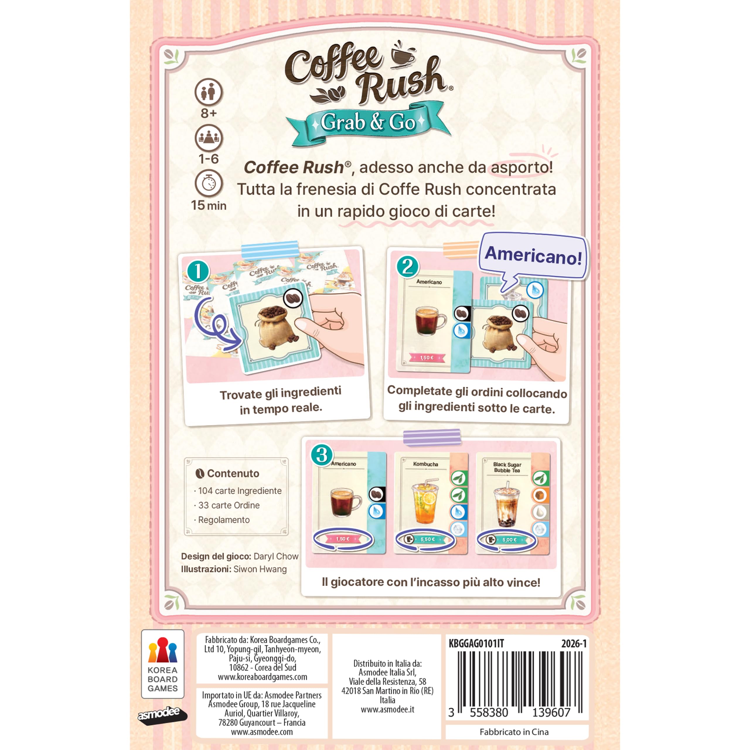 Asmodee Coffee Rush Grab & Go Gioco Carte da Viaggio