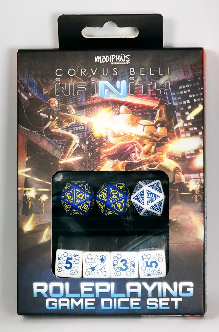 Infinity Factions set dadi RPG 7 pezzi scatola fazione