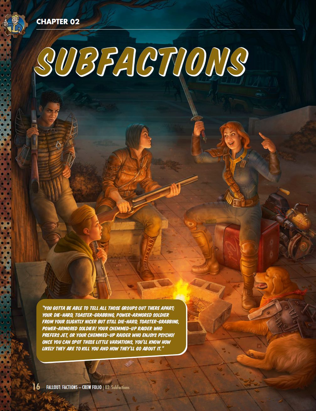 Modiphius Fallout Factions Crew Folio manuale PDF espansione