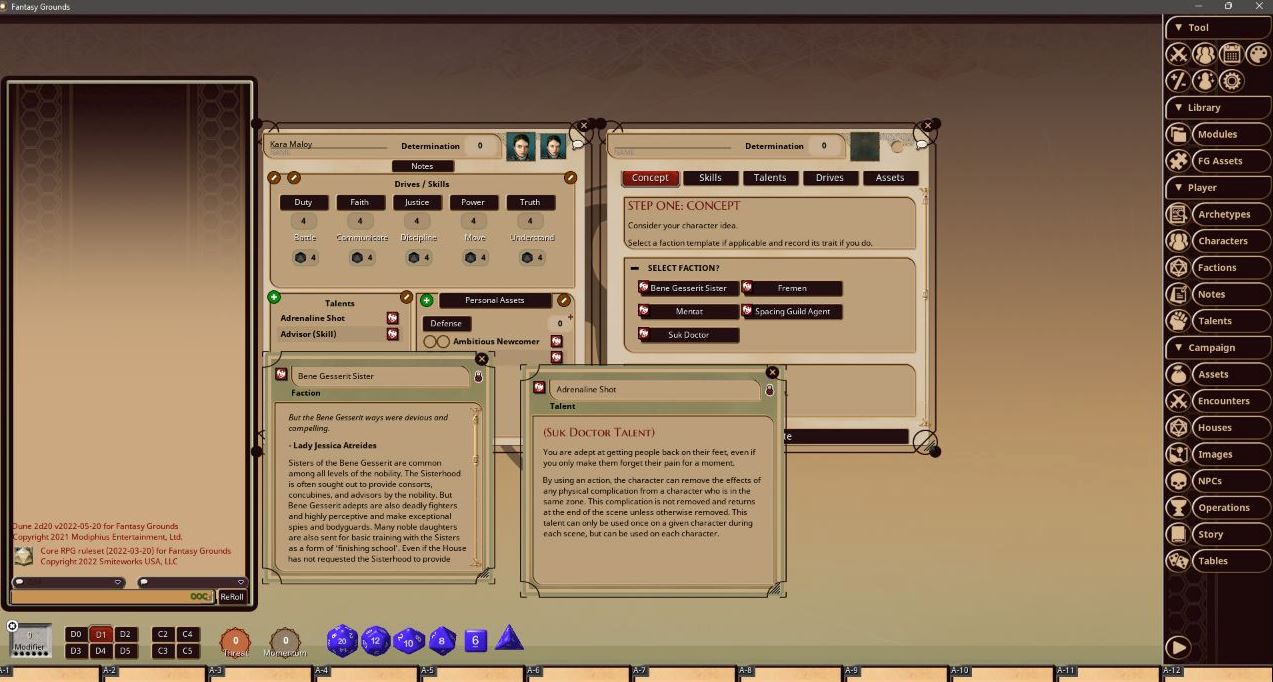 Dune Adventures in the Imperium manuale base Fantasy Grounds VTT