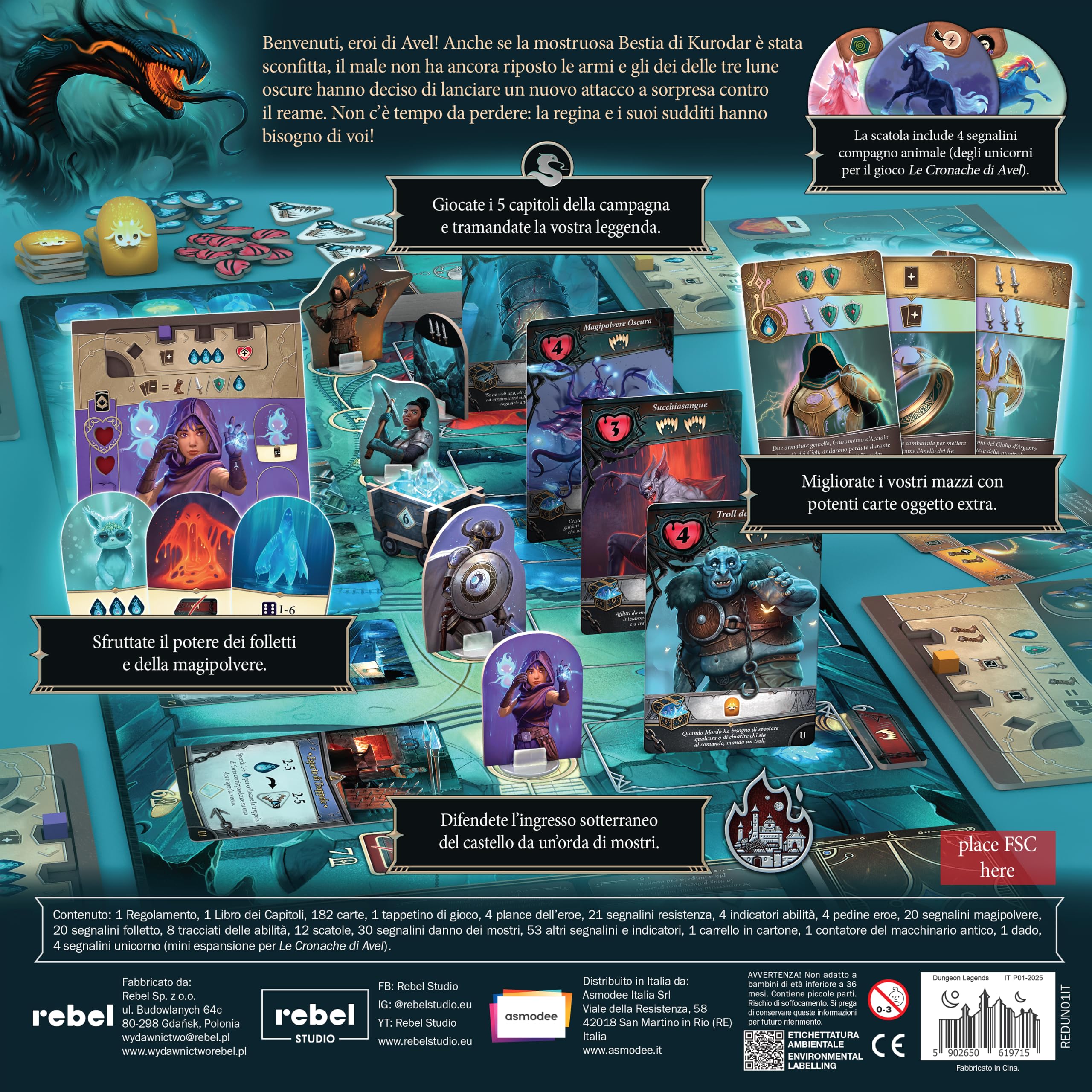 Asmodee Dungeon Legends gioco tavolo cooperativo 1-4 fantasy