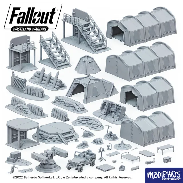 Modiphius Fallout: Wasteland Warfare File STL Accampamento Confraternita