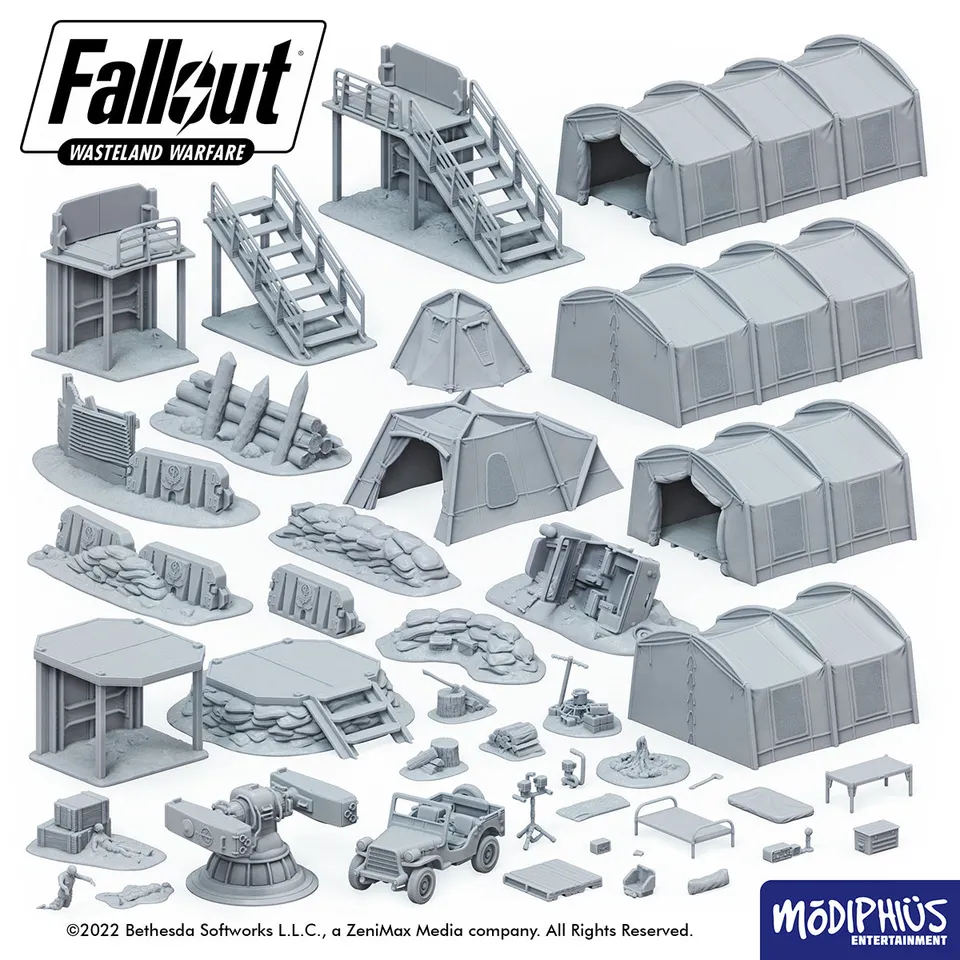 Modiphius Fallout: Wasteland Warfare File STL Accampamento Confraternita