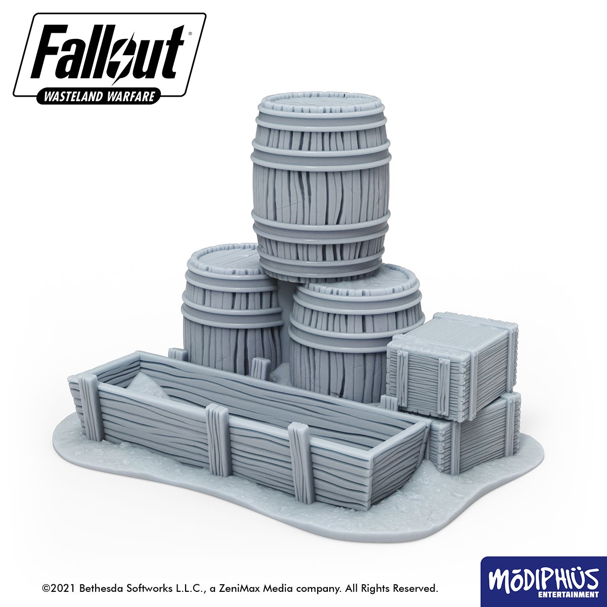 Fallout Wasteland Warfare Barrels Crates Coffins file STL stampa 3D