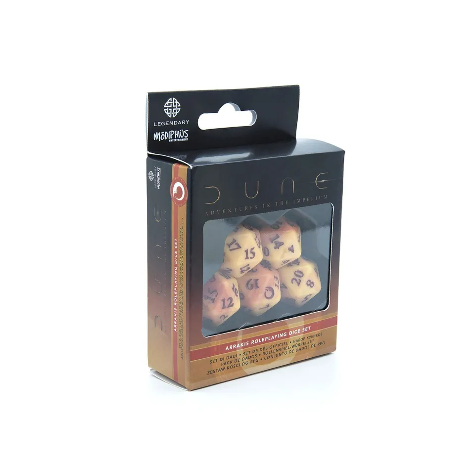 Modiphius Dune Arrakis set dadi D20 sabbia 5 pezzi GDR